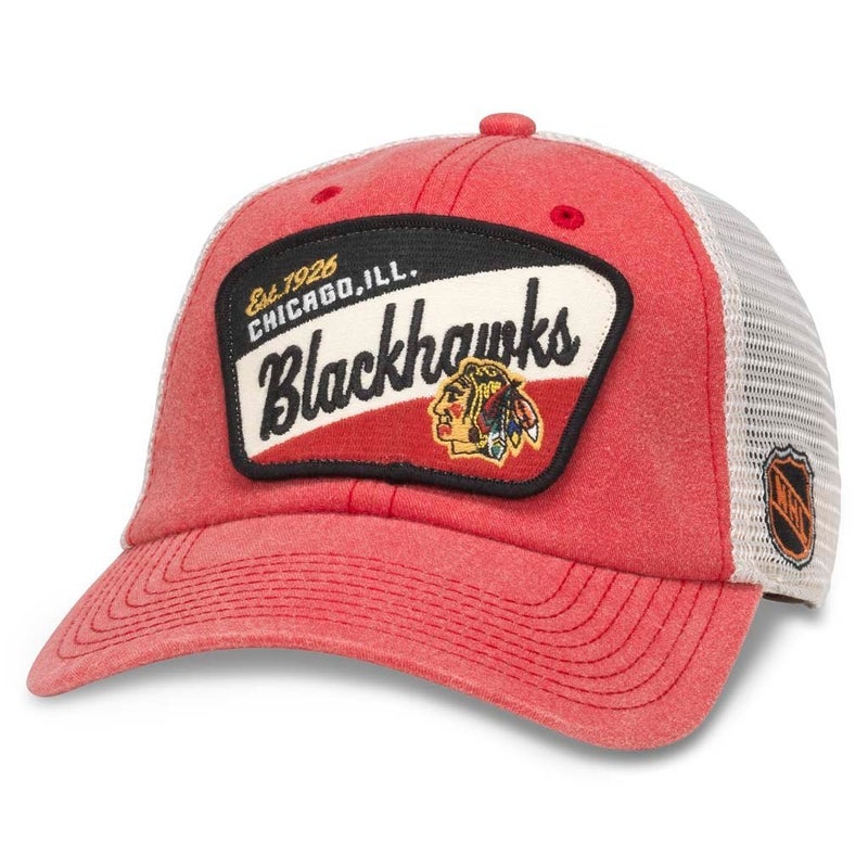 AMERICAN NEEDLE Ravenswood Officially Licensed NHL Team Mesh Hat, Chicago Blackhawks, Ivory/Dark Red (43422A-CBH)